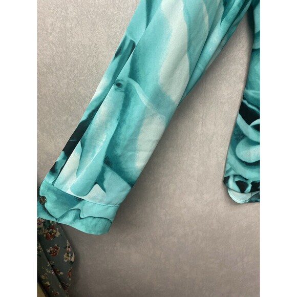 Alfani Green/Black Faux Wrap Blouse Size 14 - Picture 7 of 8